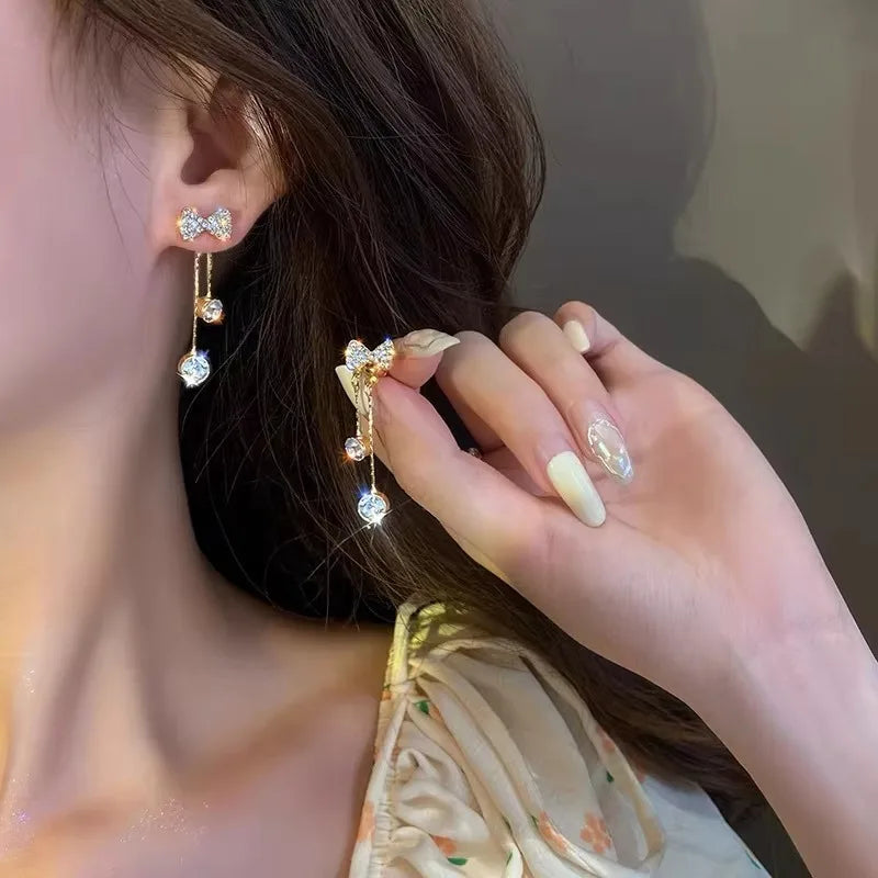 Luxury Long Drop Zircon Dangle Earrings — Bridal Wedding Jewelry