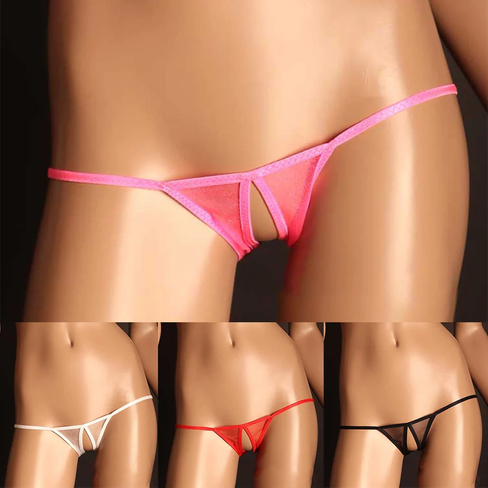 Women Sexy Briefs Mesh Low Rise G-string Elastic Thongs Ultra-Thin Underwear See Through Panties Knickers Erotic Sexy Lingerie