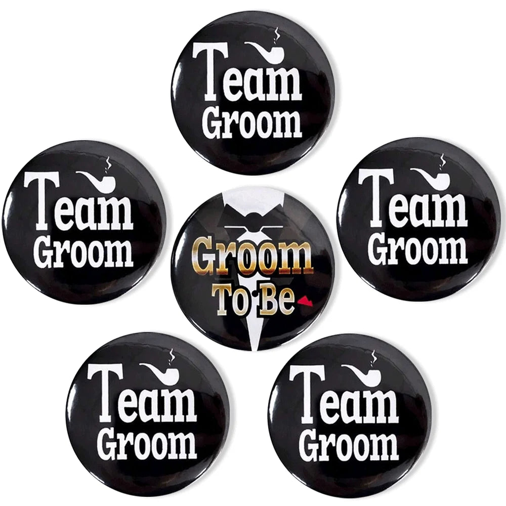 Team Bride & Team Groom Button Pin Set | Bachelorette Party Badges | Bridesmaid Gift Favors