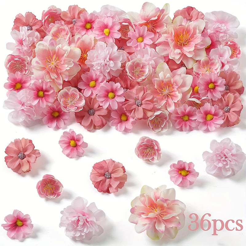 36 Pcs Têtes de Fleur de Marguerites Artificielles en Soie Rose de 4cm pour Couronne Artisanale Décoration de Mariage Décoration de Table Maison DIY Fausses Fleurs