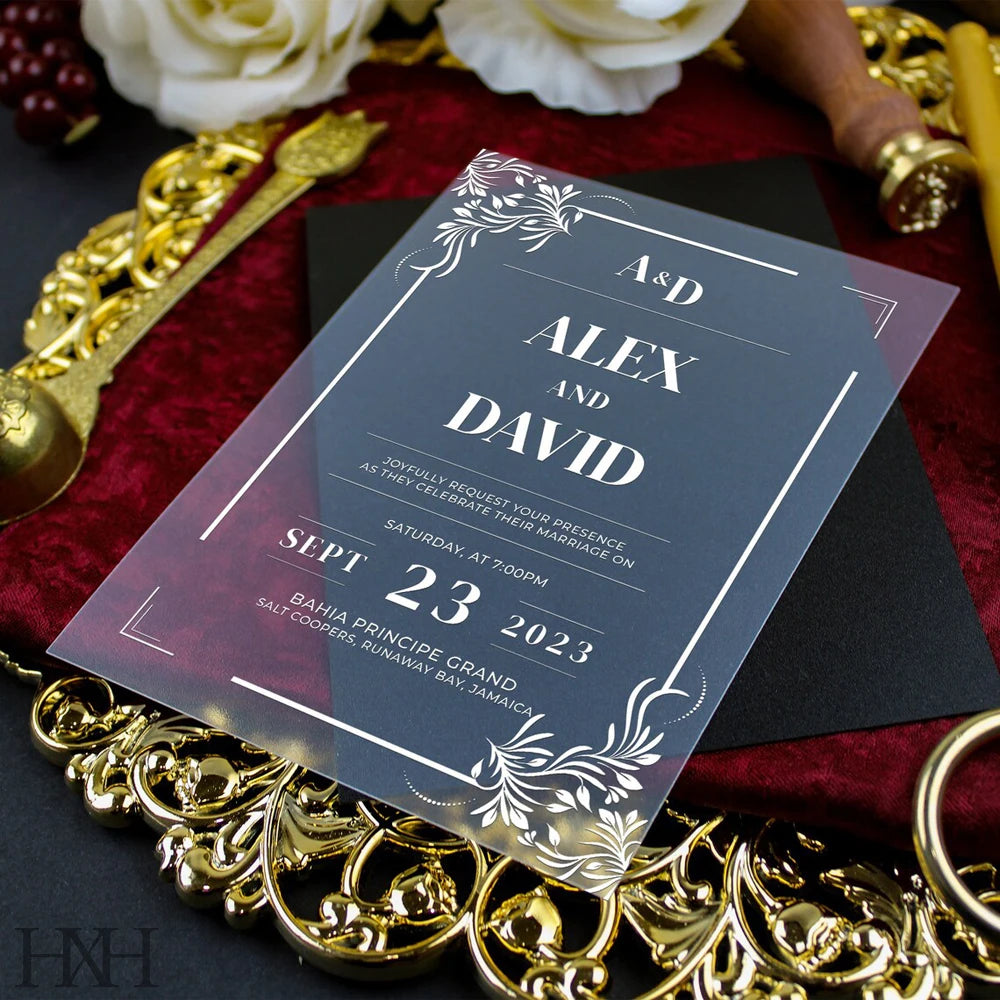 5/20pcs Personalized Acrylic Wedding Invitations Custom Acrylic Invitations Gold Acrylic Invitation ENVELOPE NOT INCLUDED