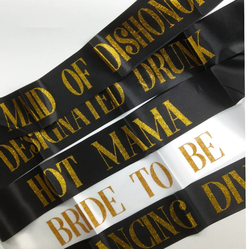 7pcs, Team Bride Bachelorette Party Shoulder Strap Bride To Be Satin Sash Decoration Accessories Party Wedding Bridal Supplies