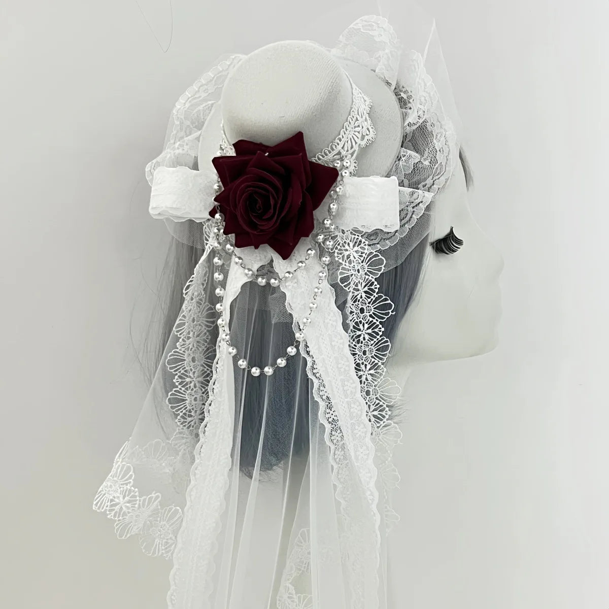 Mini haut de forme gothique Rose Veil - Chapeau élégant noir ou blanc pour usage quotidien, cadeau d'Halloween ou de Thanksgiving