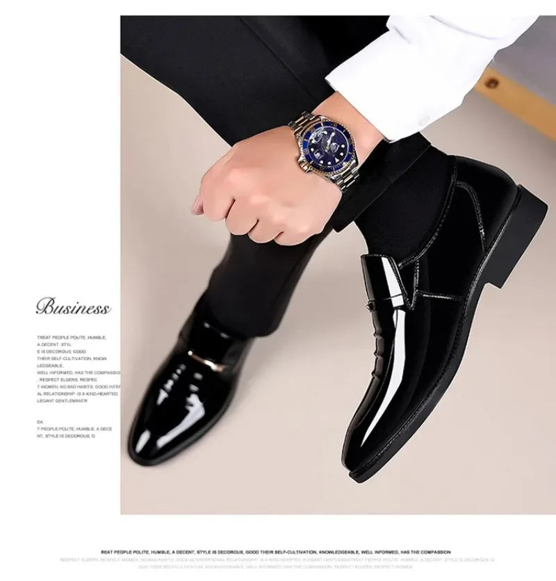 Chaussures habillées pour homme Pointures 38-49, Mocassins formels à haut brillant, Chaussures de mariage de luxe, Chaussures de conduite décontractées et confortables pour hommes
