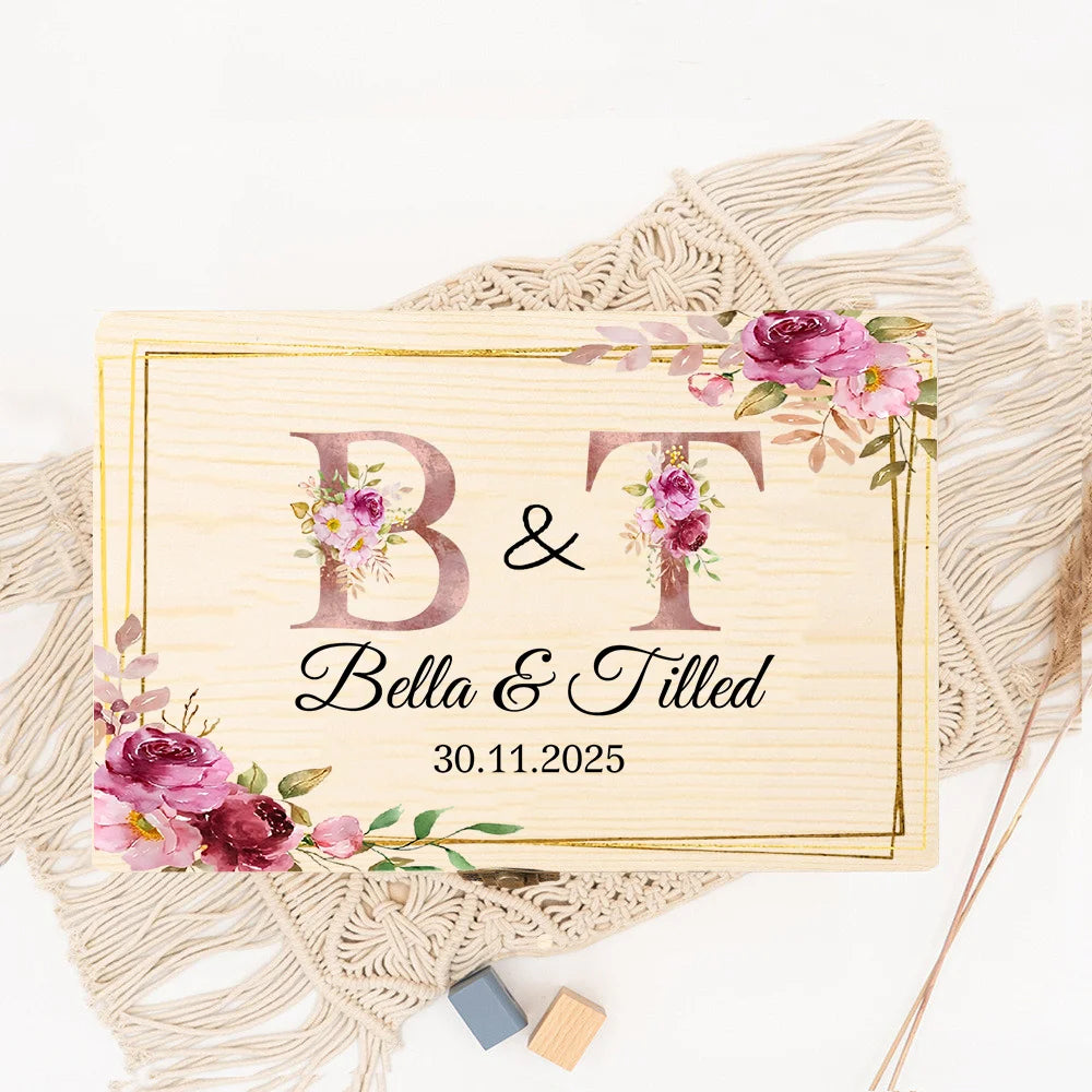 Personalized Wedding Memory Keepsake Box Custom Bridal Bride Box for Wedding Wooden Gift Box with Couple Name Anniversary Gift