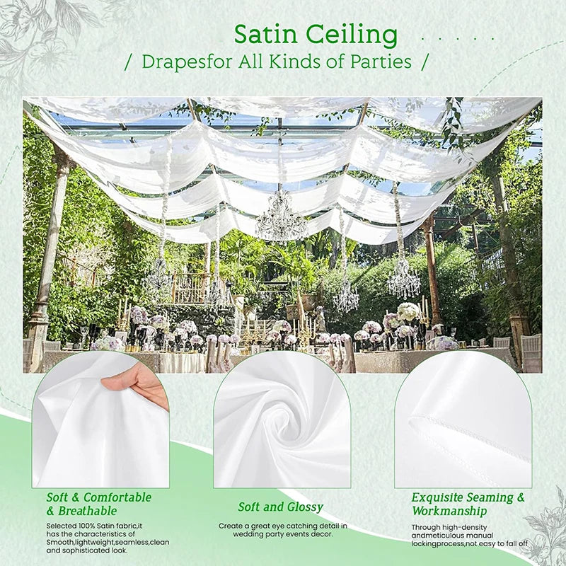 Satin Backdrop Christmas Curtains Wrinkle Free Silky Fabric Background Drapes for Baby Shower Birthday Party Prom Wedding Decor