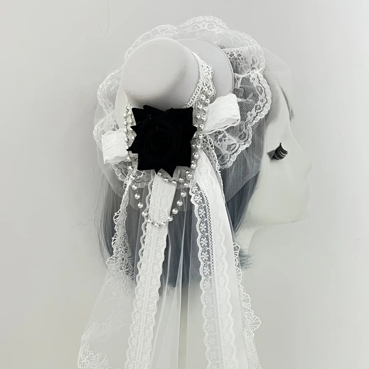 Mini haut de forme gothique Rose Veil - Chapeau élégant noir ou blanc pour usage quotidien, cadeau d'Halloween ou de Thanksgiving