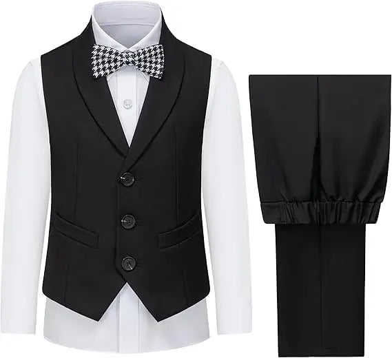 Ensemble gilet et pantalon pour garçons avec cravate, costume habillé formel, tenue de mariage ou communion pour adolescent, costume de performance de piano pour enfants