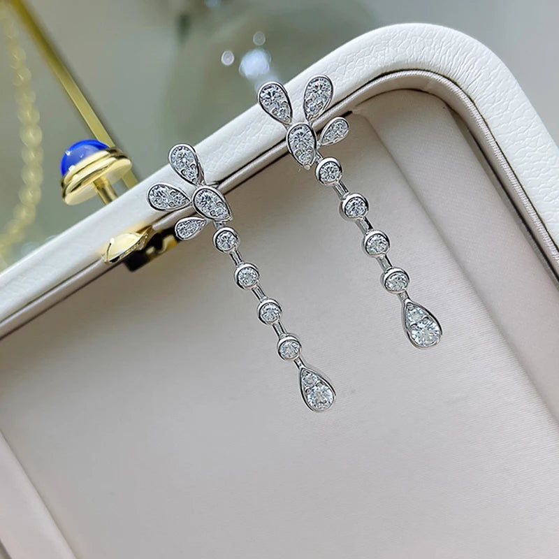 Crystal Cubic Zirconia Statement Long Drop Earrings — Bridal Jewelry