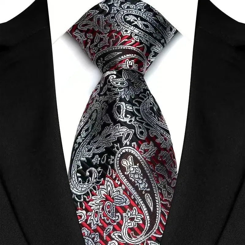Cravate de luxe 8CM pour homme, motifs floraux et cachemire, tissée jacquard, accessoires pour occasions d'affaires et de mariage.