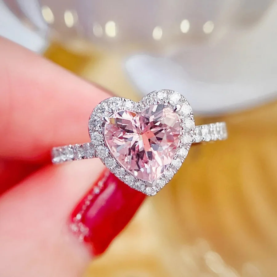 Bague en argent sterling 925 en forme de cœur avec zircone brillante pour femme, fiançailles, mariage, bijoux fins de luxe de haute qualité