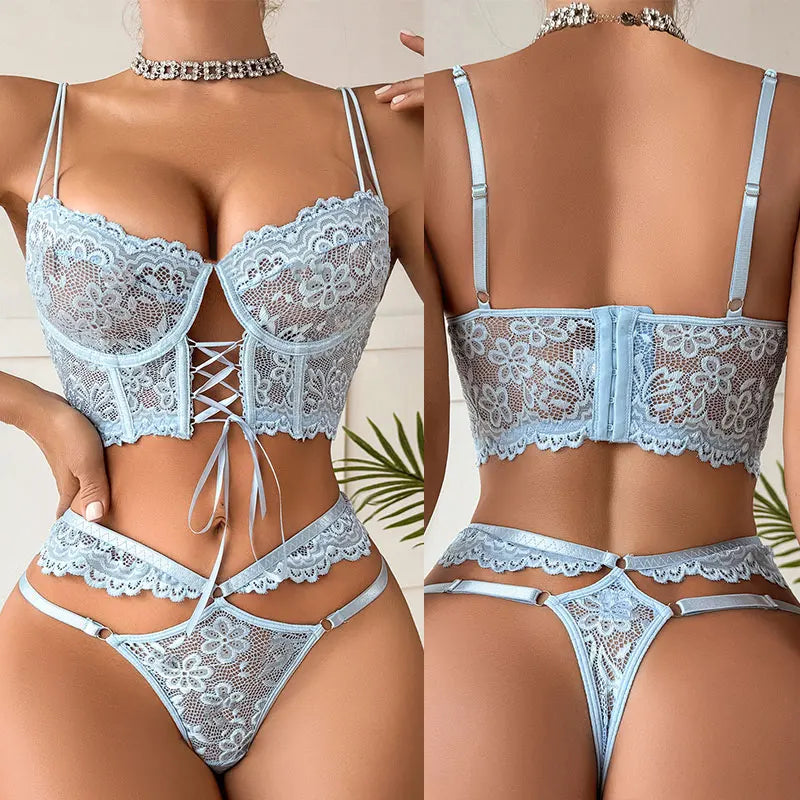 Ensemble de Lingerie Grande Taille Sexy pour Femme, Soutien-Gorge en Dentelle Florale, Ensemble de Sous-vêtements avec Armatures, Soutien-Gorge Push Up, Ensemble Délicat