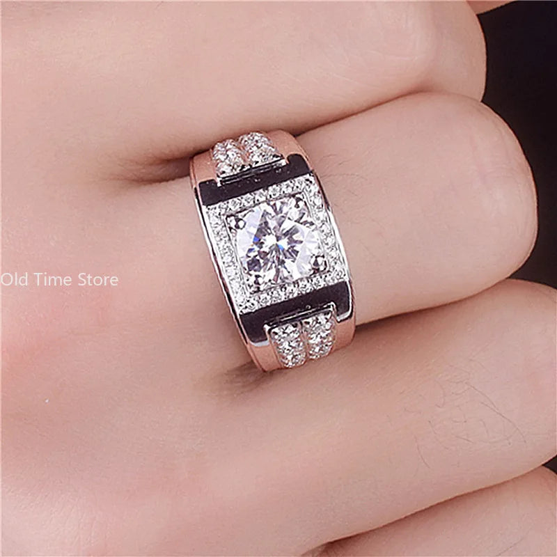 Bague de mariage ajustable ouverte pour homme en zircon bleu-vert pleine pavé, bijou tendance hipster pour le marié
