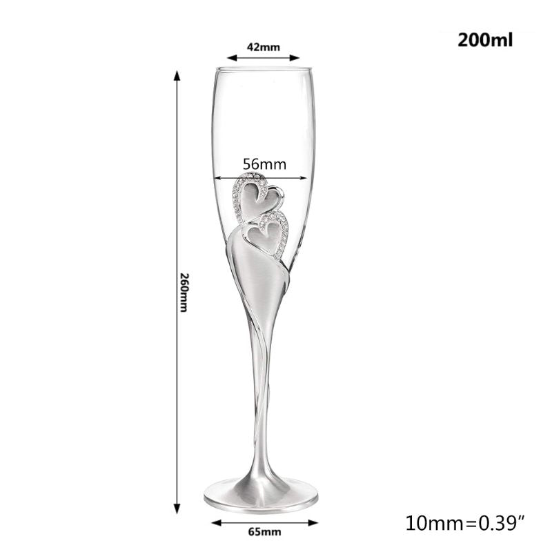 Wedding Wine Glasses Handmade Bride And Groom Toasting Flutes Wedding Accessories Valentine's Day Gift(Gold Hearts,set Of 2)
