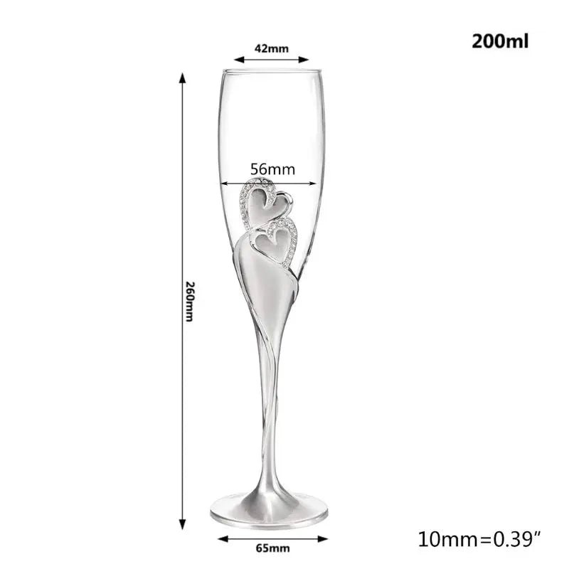 Wedding Wine Glasses Handmade Bride And Groom Toasting Flutes Wedding Accessories Valentine's Day Gift(Gold Hearts,set Of 2)