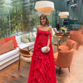 Robe de mariée élégante rouge bustier plissée ligne A robes de soirée pour femmes robes de soirée longues personnalisées