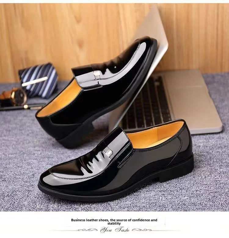 Chaussures en cuir habillées pour hommes, style britannique, décontractées, pour marié, rehaussant la taille, respirantes, à bout pointu, pour l'été
