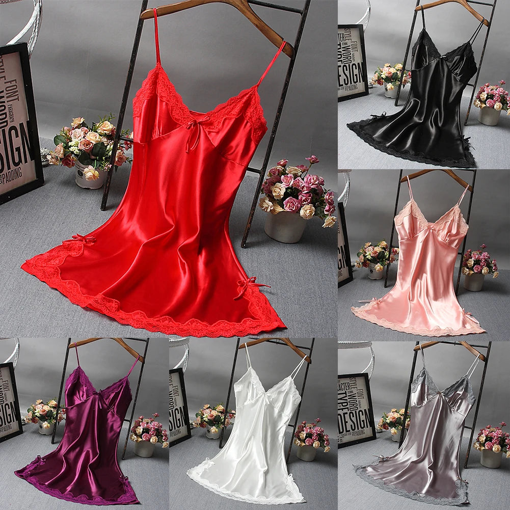 Chemise de nuit en dentelle patchwork sexy, lingerie, nuisette, col en V, robe de mariée, vêtements de nuit, robes de nuit sexy pour femmes