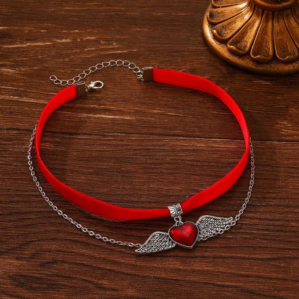 Collier ras-du-cou « rose épanouie en dentelle gothique » — style Lolita
