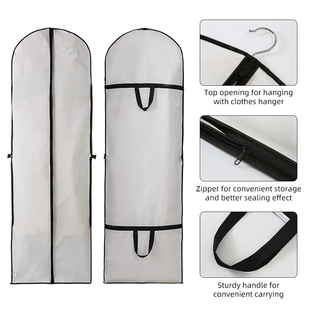 Housse de robe de mariée pliable anti-humidité anti-poussière lavable pour robe de mariée longue