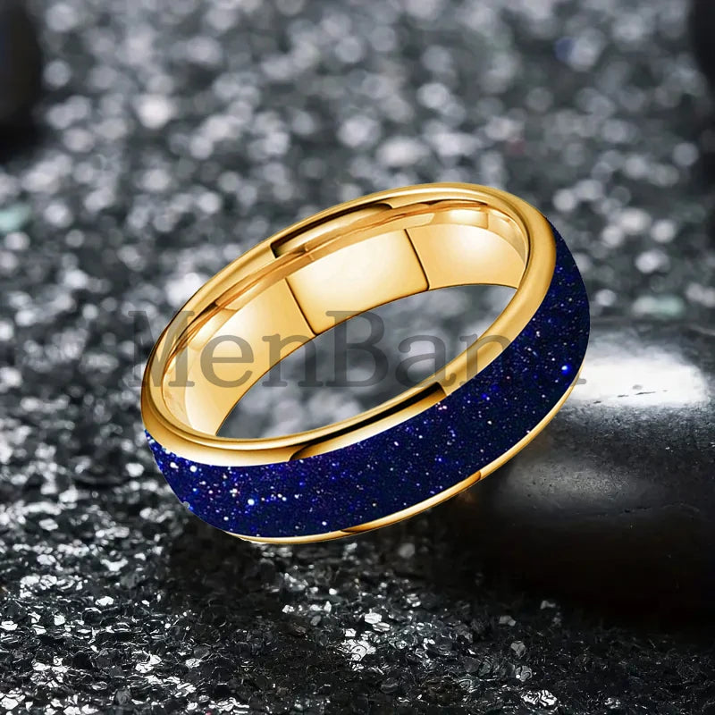 Bague de mariage pour homme 4/6/8mm - Bague en carbure de tungstène avec sable galactique concassé Espace cosmique Bague de mariage unisexe Bague de fiançailles Pour lui