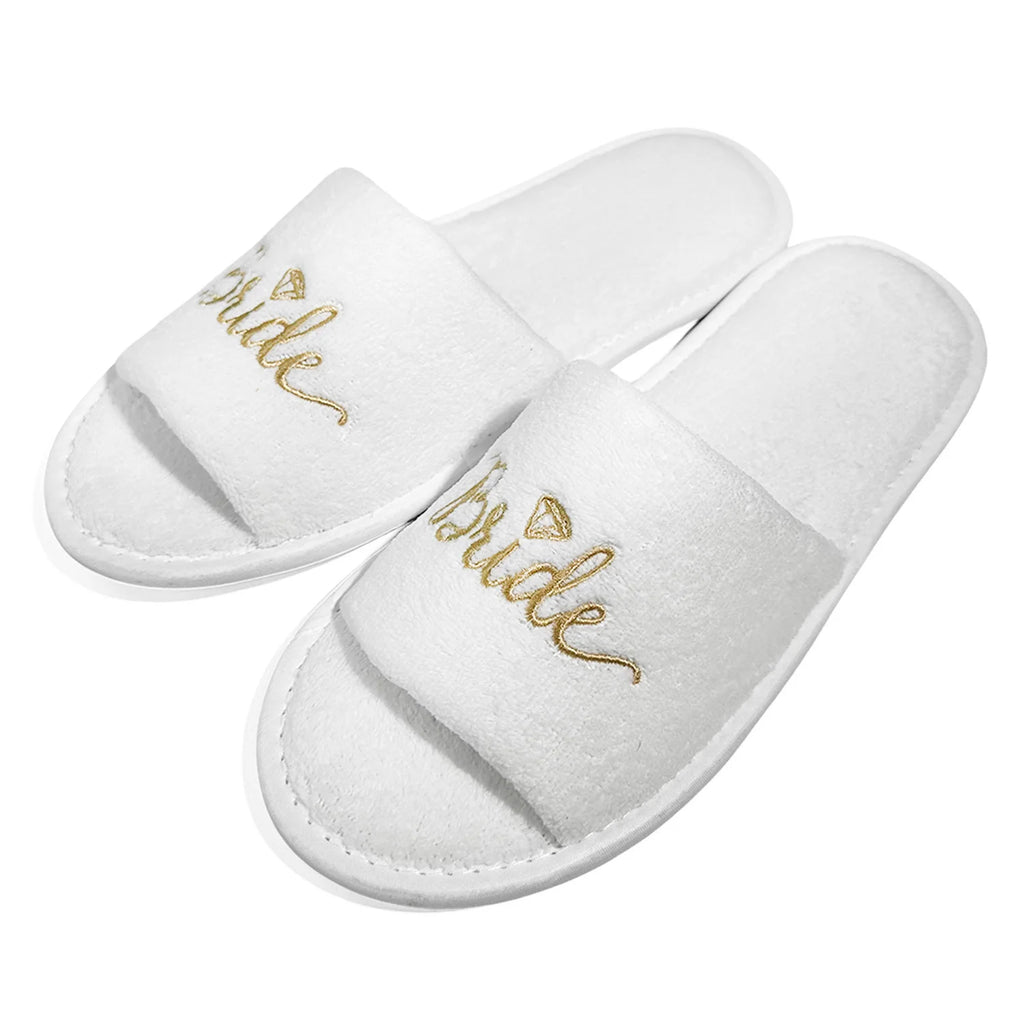 Chaussons de mariée et de demoiselle d'honneur, Chaussons de mariage à enfiler pour invités, à bout ouvert avec broderies dorées, vert menthe et roses