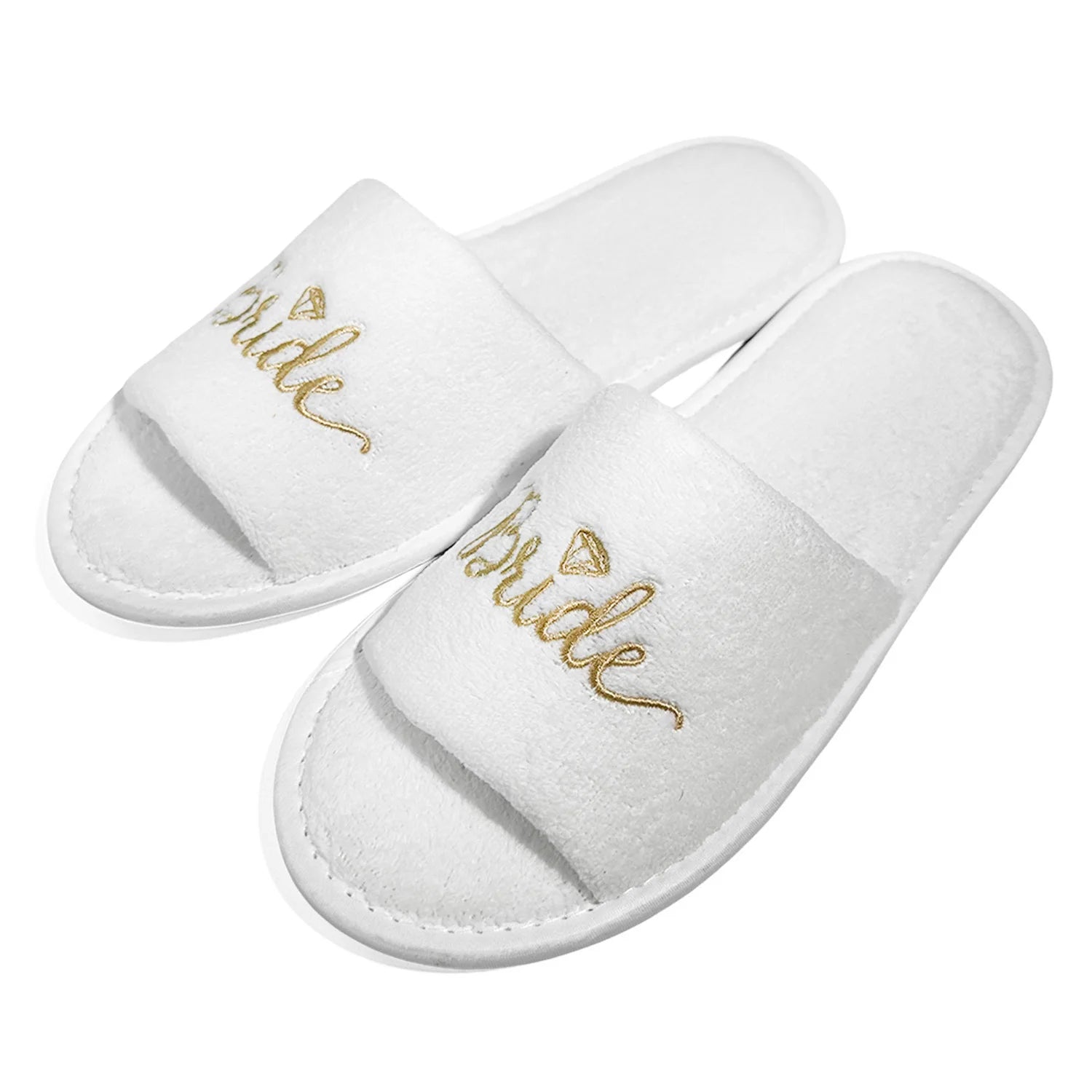 Chaussons de mariée et de demoiselle d'honneur, Chaussons de mariage à enfiler pour invités, à bout ouvert avec broderies dorées, vert menthe et roses