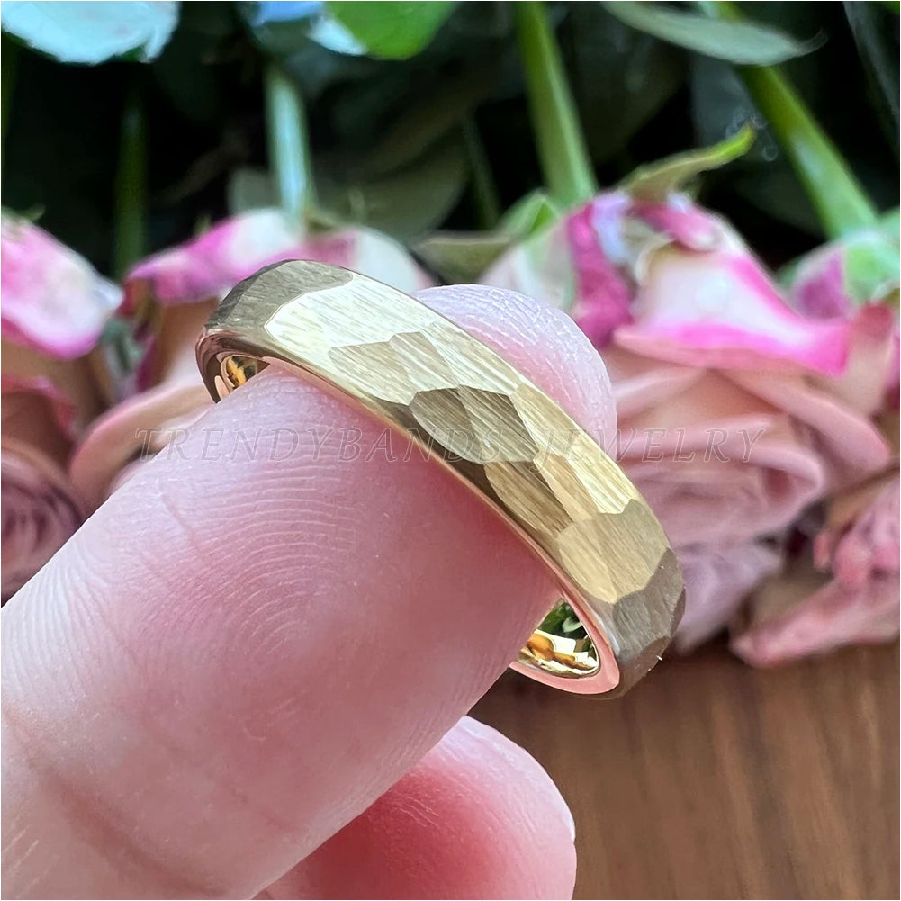 6mm 8mm Hammered Tungsten Carbide Wedding Band for Men Women Domed Brushed Finish Fashion Jewelry Comfort Fit