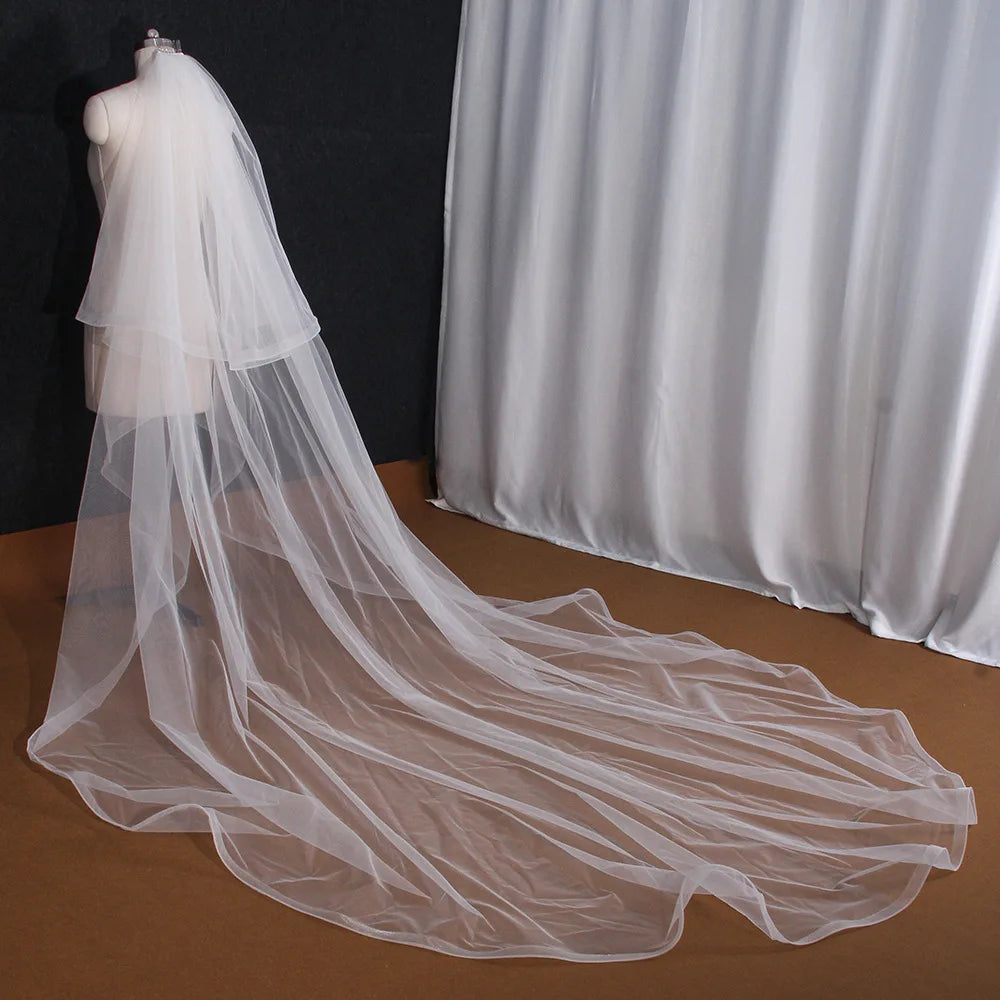 Voiles de mariage cathédrale deux pans avec peigne Voile de mariée Accessoire de cheveux de mariée pour femme
