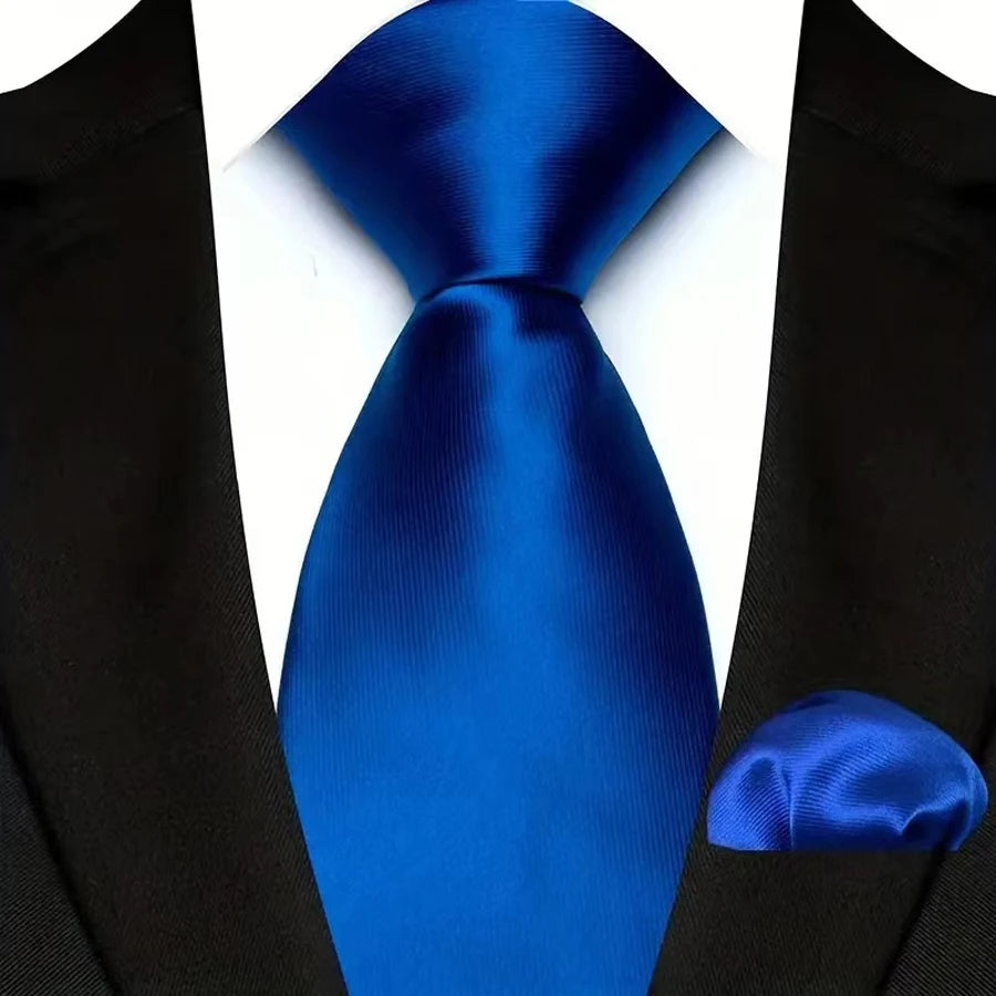 Cravate Homme Bleu Roi de Luxe, Carreaux, Rayures, Paisley, Haute Qualité, Mouchoir de Poche, Ensemble Cravate pour Mariage, Cadeaux d'Affaires