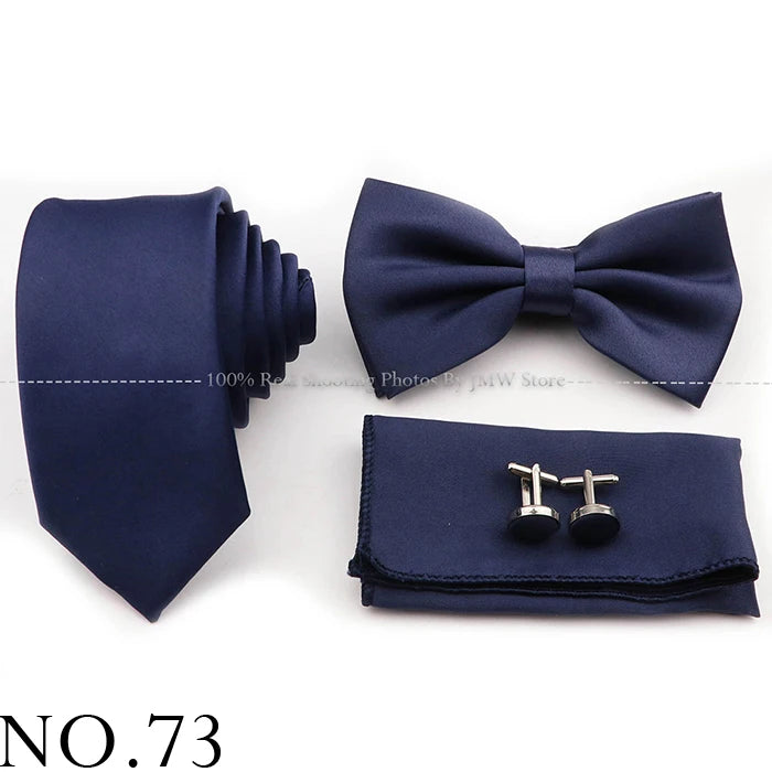 Ensemble cravate et nœud papillon violet bleu sauge vert en polyester, boutons de manchette et broche pour costume de marié, cravate de mariage, accessoire de chemise
