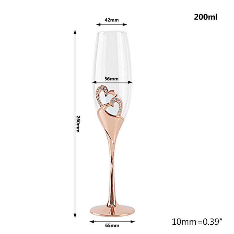 Wedding Wine Glasses Handmade Bride And Groom Toasting Flutes Wedding Accessories Valentine's Day Gift(Gold Hearts,set Of 2)