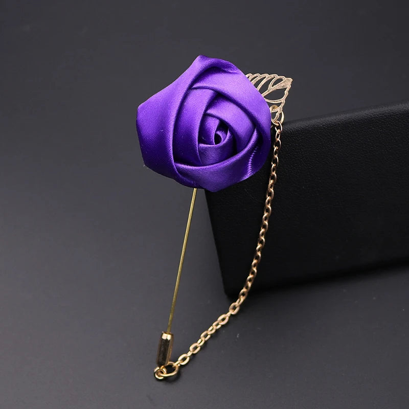 Korean-Style Fabric Flower Boutonniere Corsage Pin | Groom & Wedding Party