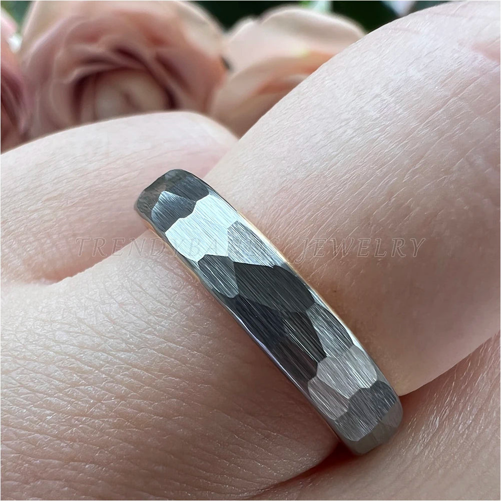 6mm 8mm Hammered Tungsten Carbide Wedding Band for Men Women Domed Brushed Finish Fashion Jewelry Comfort Fit