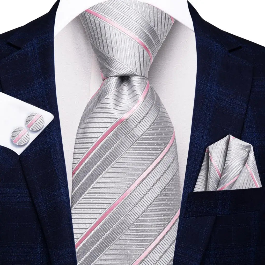 Silk Paisley & Floral Necktie Gift Set | Groom & Groomsmen Wedding Tie with Pocket Square & Cufflinks