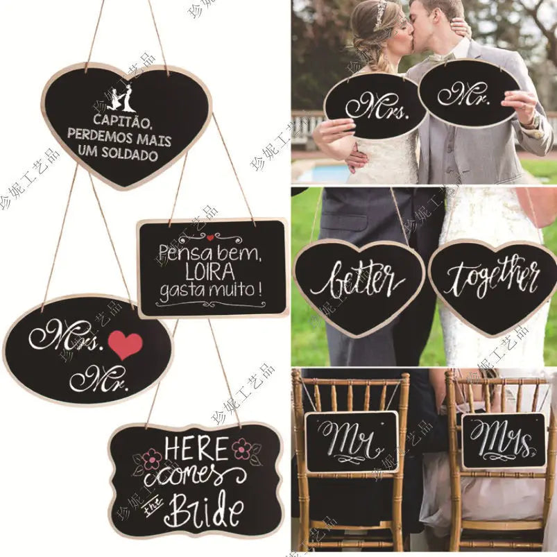 Tableau noir rustique en bois Mr Mrs pour mariage, décoration de fête prénuptiale, photobooth, anniversaire, panneau décoratif pour la maison, tableau de messages