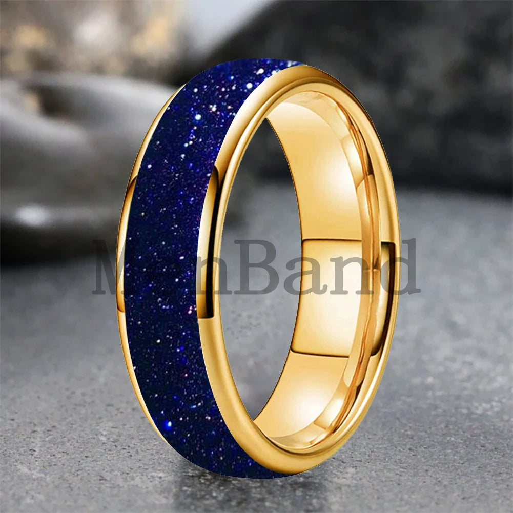 Bague de mariage pour homme 4/6/8mm - Bague en carbure de tungstène avec sable galactique concassé Espace cosmique Bague de mariage unisexe Bague de fiançailles Pour lui