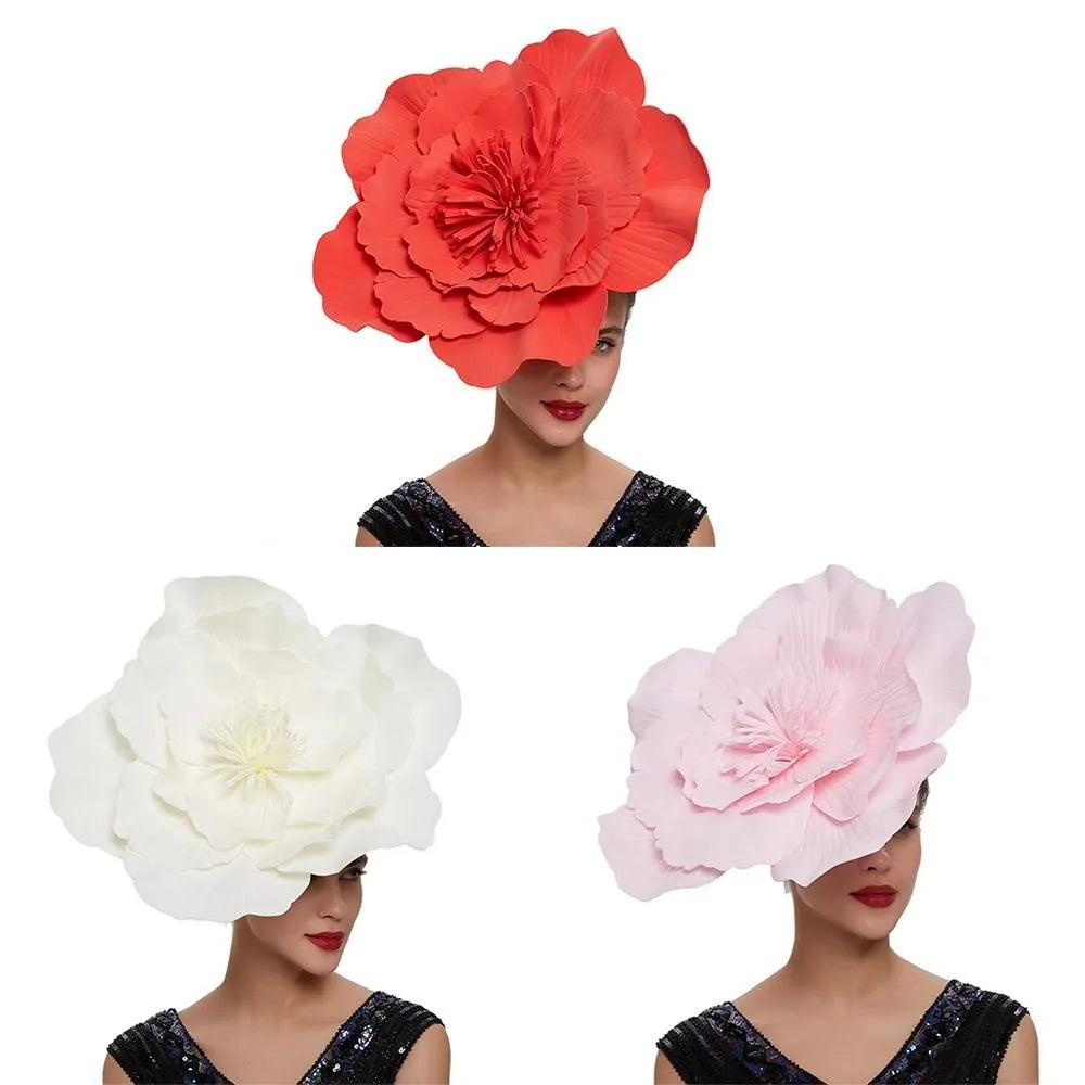 Fashion Hair Accessories Bridal Large Flower Hair Band Bow Hat Headdress Makeup Prom