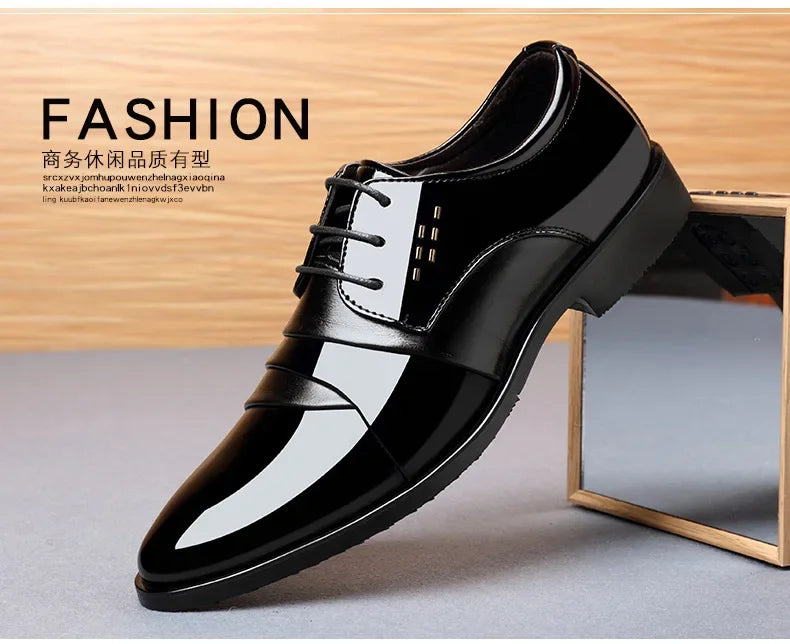 Chaussures de ville pour hommes, luxe, en cuir verni, style Oxford, pour hommes, chaussures habillées en cuir de haute qualité