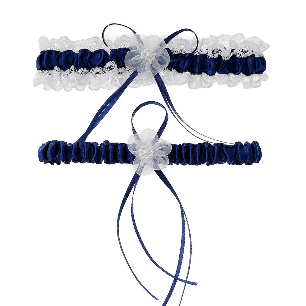 Jarretelle de Mariage avec Fleur et Perles, Bande de Satin, Accessoires de Mariée, Cosplay, Fête, Boucle de Jambe Florale Élastique
