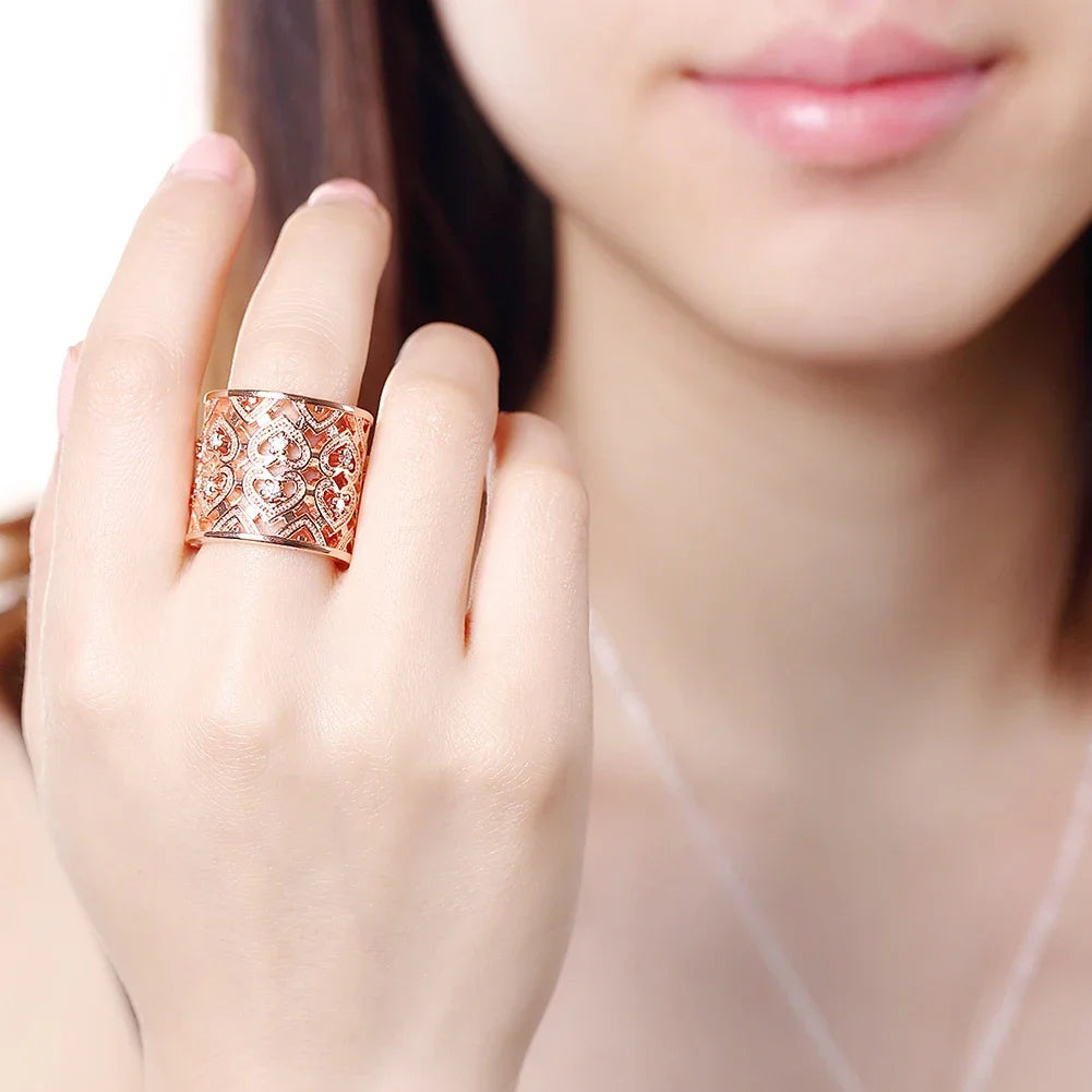 Bague réglable Cœur de Cristal — Argent Sterling 925