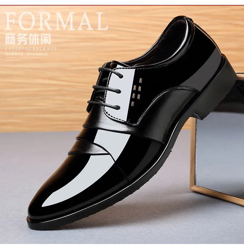 Chaussures de ville pour hommes, luxe, en cuir verni, style Oxford, pour hommes, chaussures habillées en cuir de haute qualité