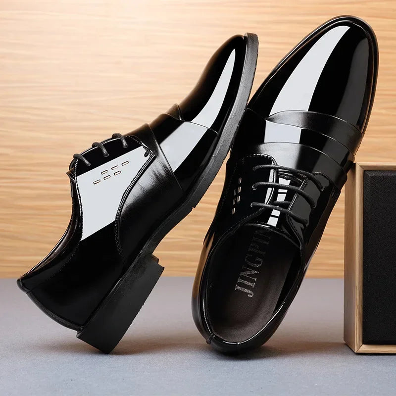 Chaussures de ville pour hommes, luxe, en cuir verni, style Oxford, pour hommes, chaussures habillées en cuir de haute qualité