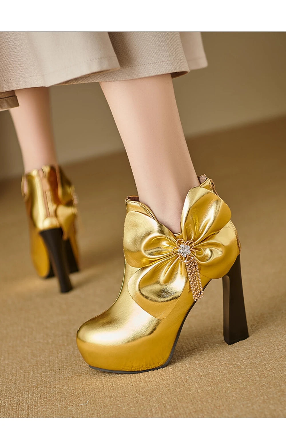 Women Spring and Autumn Fashion Round Head Coarse Heel Ankle Boots Dress Party Short Boots Work Clothes Women Shoes 55-8
