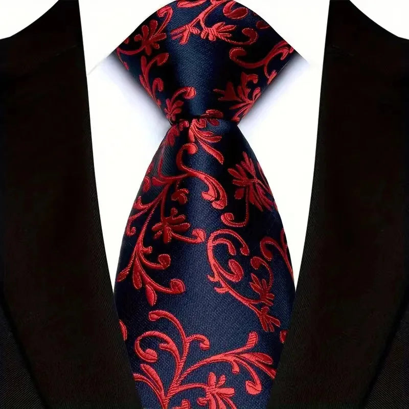 Cravate de luxe 8CM pour homme, motifs floraux et cachemire, tissée jacquard, accessoires pour occasions d'affaires et de mariage.