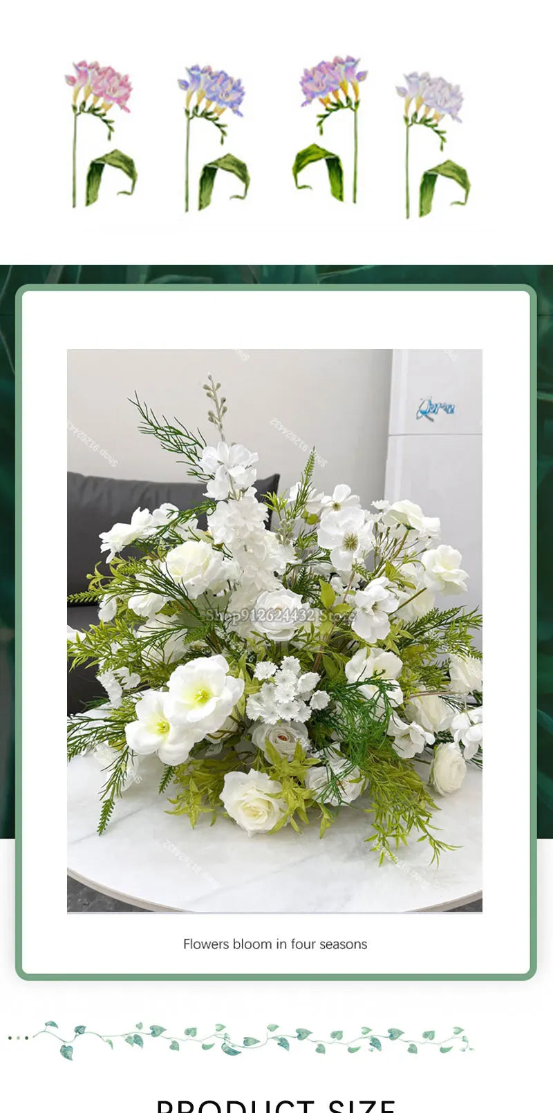 Centre de table de mariage de luxe en boule de roses blanches