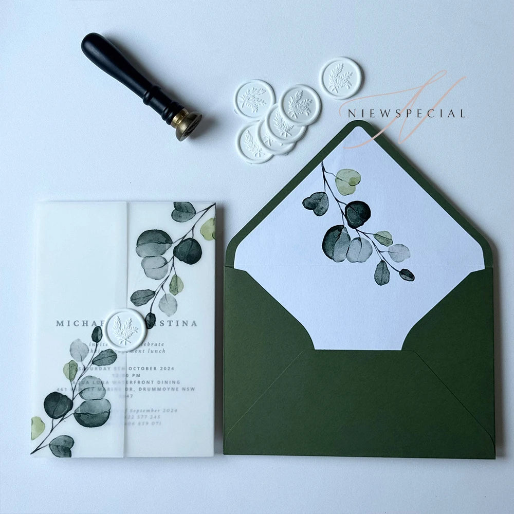 20pcs Watercolor flower Vellum  Wrap suitable for a 5 x 7 Wedding Invitation,vellum jacket,custom invitation