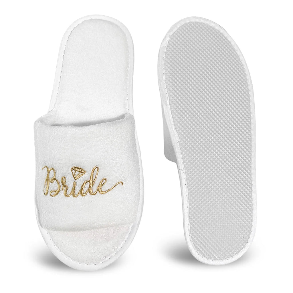 Chaussons de mariée et de demoiselle d'honneur, Chaussons de mariage à enfiler pour invités, à bout ouvert avec broderies dorées, vert menthe et roses