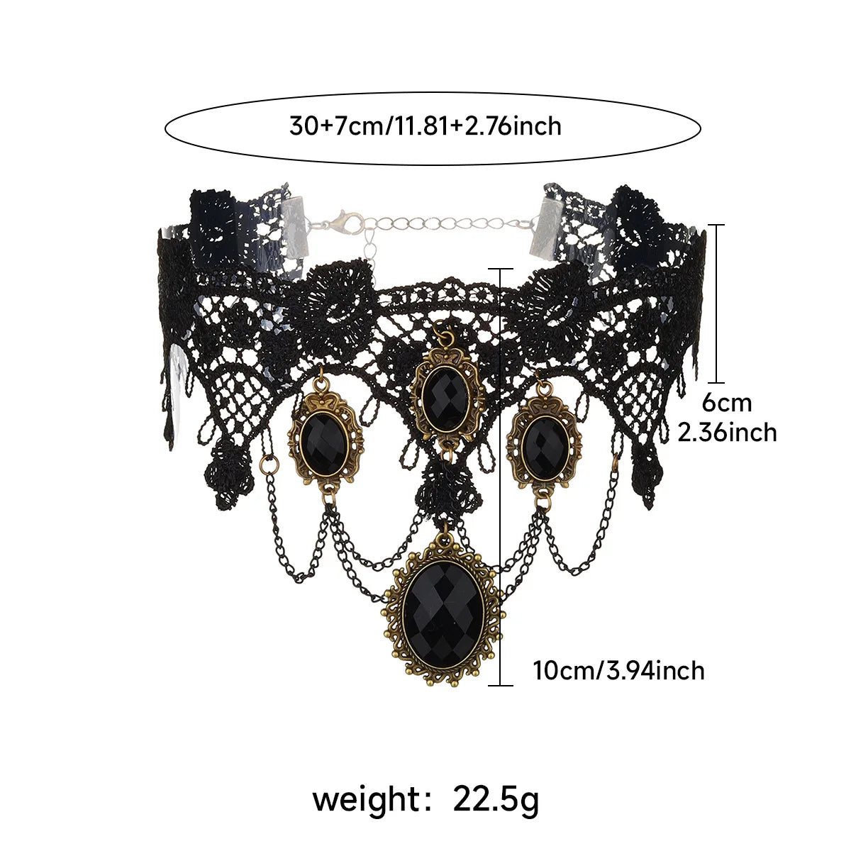 Collier ras-du-cou « rose épanouie en dentelle gothique » — style Lolita