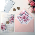 20pcs Watercolor flower Vellum  Wrap suitable for a 5 x 7 Wedding Invitation,vellum jacket,custom invitation